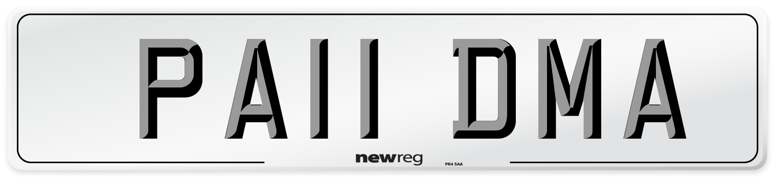 PA11 DMA Number Plate from New Reg